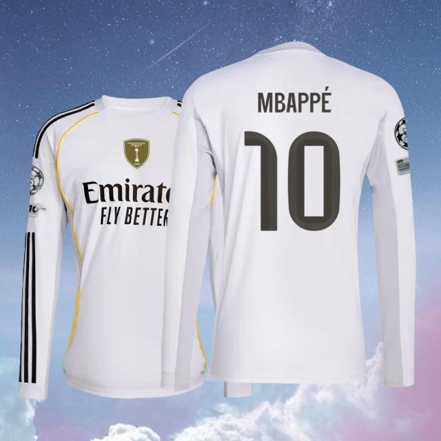 25 26 Home Kit White 10# Mbappe Short Sleeve Soccer Jersey Fans Version