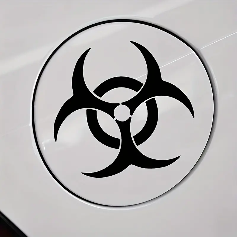 1PC Dark Hardcore-Style Biohazard Symbol Sticker For Car Body, Classic Resident Evil Element Decor, Black-White Texture, Eye-Catching & Hardcore Dark Cool Vibe, Car Stickers, Car Decal
