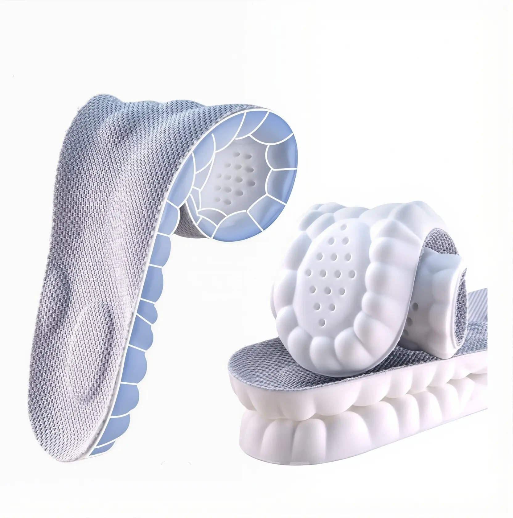 4D Insoles-4D Cloud Technology Insoles — Ultra-Soft Shock-Absorbing Sports Insoles with Acupoint Massage, Breathable Arch Support & All-Day Comfort，Foot Pain Relief