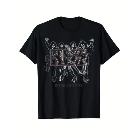 100% Cotton Golf Gift T-Shirt For Men and Women Vintage KISS 1973 Tour Graphic Tee Official Band Merchandise For Rock Fans Soft Retro Shirt With Bold Logo Perfect For Concerts And Casual Wear