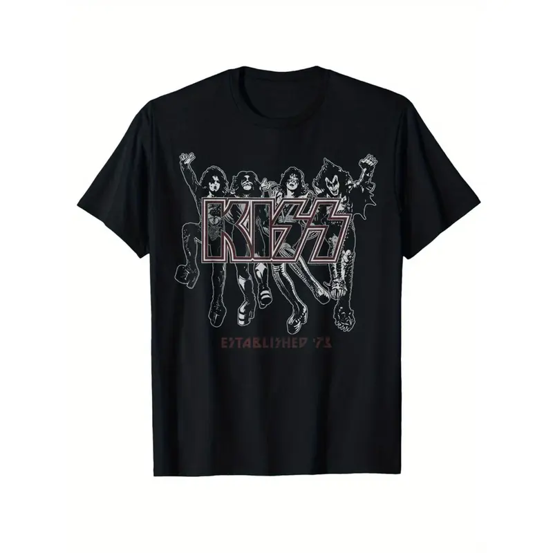 100% Cotton Golf Gift T-Shirt For Men and Women Vintage KISS 1973 Tour Graphic Tee Official Band Merchandise For Rock Fans Soft Retro Shirt With Bold Logo Perfect For Concerts And Casual Wear