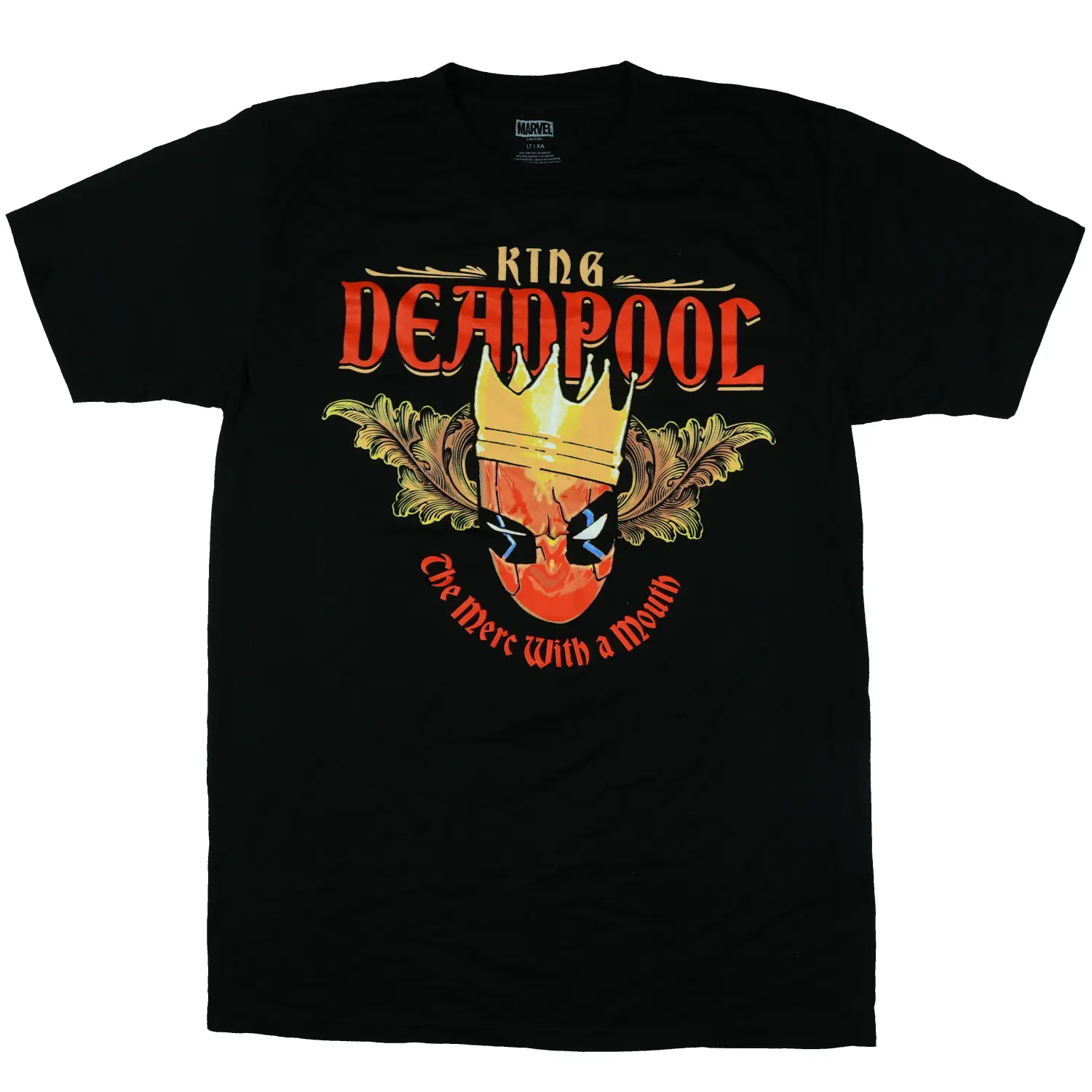 Men's Deadpool Superhero Streetwear T-Shirt - King Deadpool, Merc With A Mouth, Stripe & Leaves Print, Short-Sleeve Casual Top