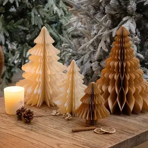 4 Pcs Honeycomb Christmas Tree, 3D Paper Trees Table Centerpiece, 6-12.6" Christmas Tree Home Decoration Indoors Christmas Decorations Xmas Party Holiday Decor