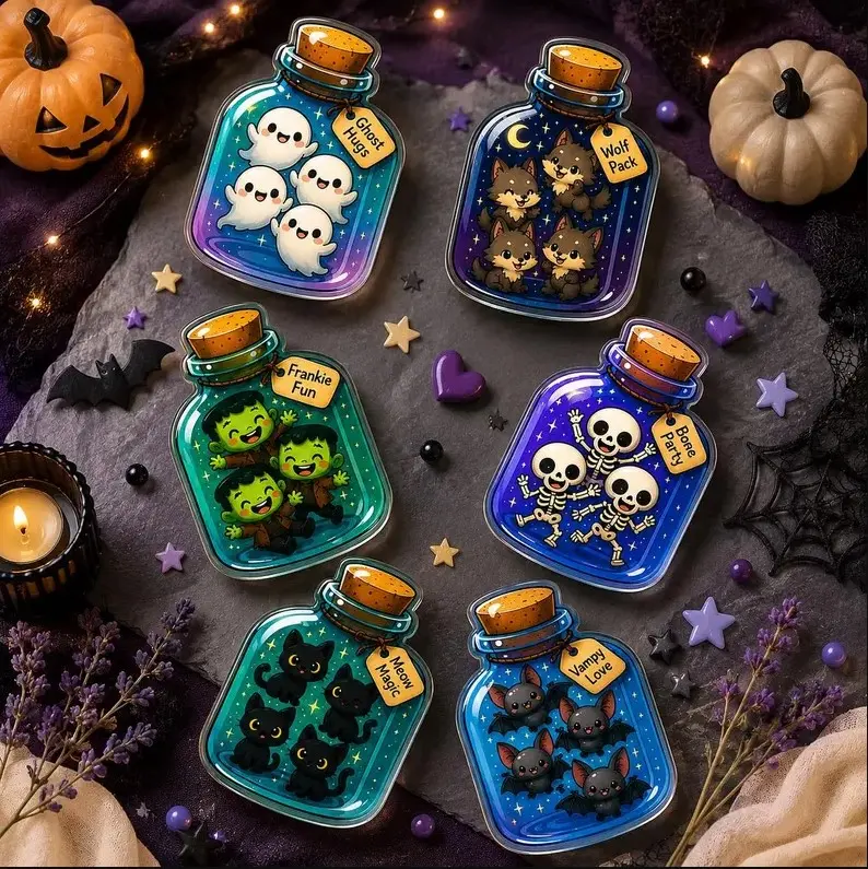 Kawaii Potion Cute Halloween Ghost Phone Grip, Kawaii Spooky Magnetic Phone Stand, Dark Aesthetic Gift, Holiday Gift Halloween Idea
