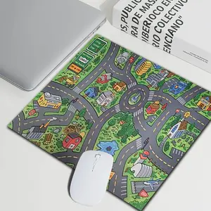 1pc Diatomite Mouse Pad, Cartoon City Map Design, Non-Sponge Rubber Base, Washable, Durable, Office, Gaming, Desk Decor, Kids Room, Bookshelf, Desk Accessories