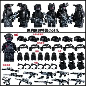 Compatible Lego Small Granular Military Mannequin Black Panther Ghost Special Police Special Soldier Human Building Block Toy popular