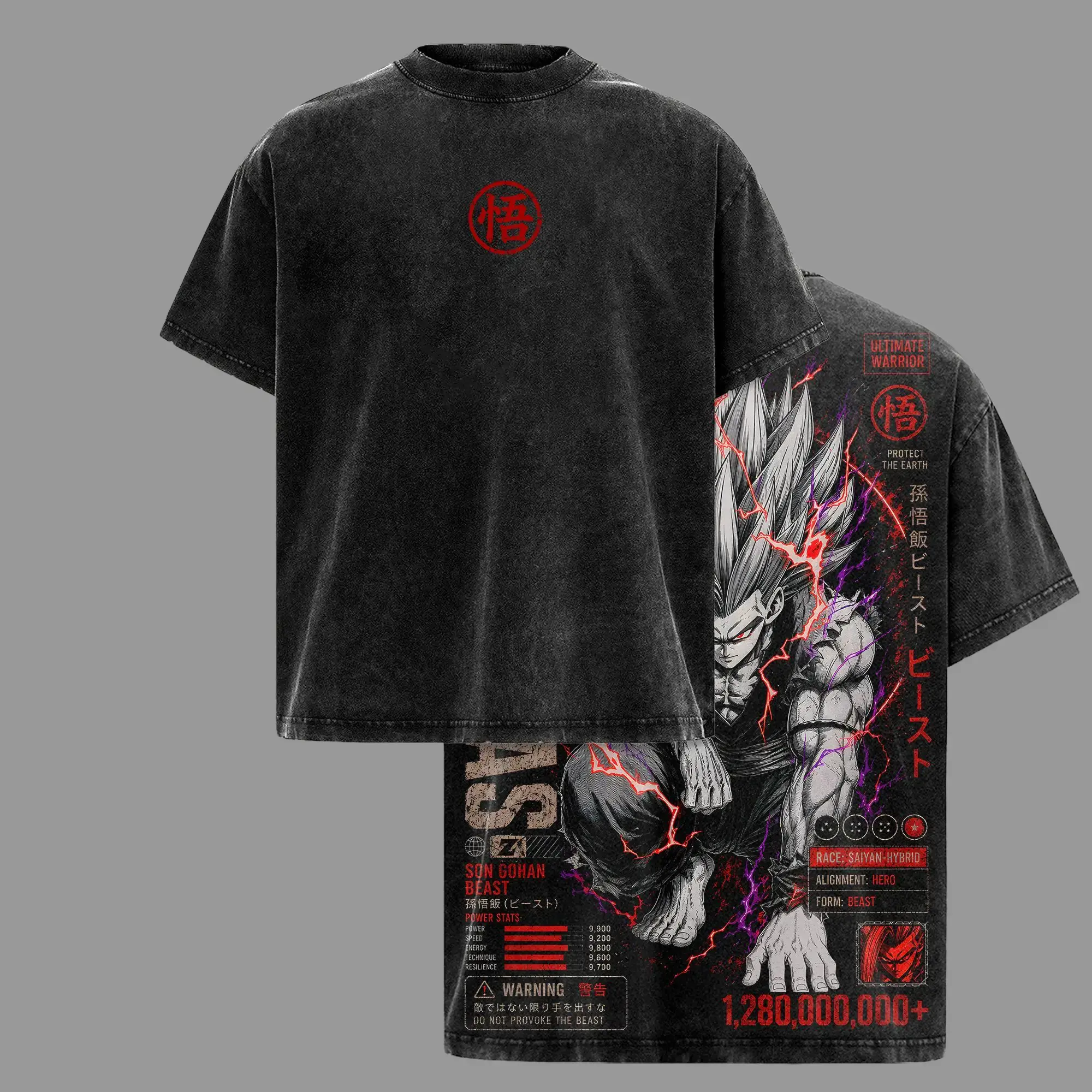 Retro Gohan Graphic Tee Vintage Washed Anime Workout Shirt Saiyan Warrior Streetwear T-Shirt DBZ Oversized Heavy Cotton Unisex Apparel Gift for DBZ Fans and Anime Lovers