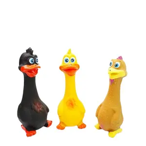 Durable Latex Bark Toy for Dogs, Interactive Chew Standing Chicken & Duck Design, Perfect for Teeth Grinding, Fun Dog Playtime Accessory