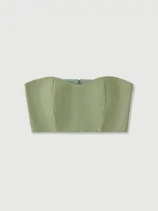 Elagia Green Tweed Sweetheart Crop Top
