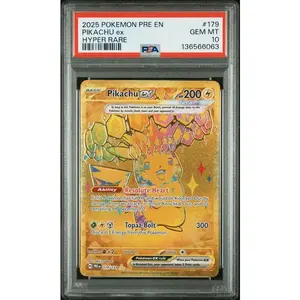 Pokemon Prismatic Evolutions Pikachu ex Hyper Rare PSA 10