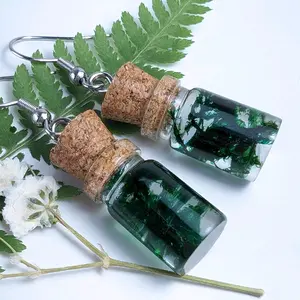 Real Moss Jar Earrings - Glass-free, shatter-proof, lightweight unisex accessory