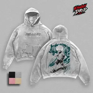 ''Killua ZZoldyck'' Hunter x Hunter T Shirt | Killua Lightning Streetwear Tee Anime Shirt | Vintage Washed Oversized Manga T-Shirt | Zoldyck Clan Killua Back Print | Japanese Anime Streetwear Fan Gift