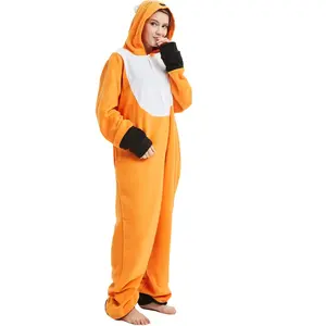 Women Pajamas Fleece Fox Kigurumi Onesies For Adults Animal One-piece Pijamas Men Full Body Halloween Cosplay Festival Outfit