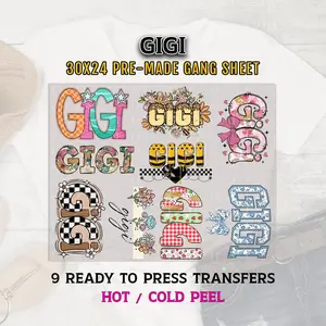 Gigi DTF Transfers, Gigi Gang Sheet, Gigi DTF Transfer Ready For Press, Mother's Day DTF, Heat Transfer, Custom Transfers, Direct to Film
