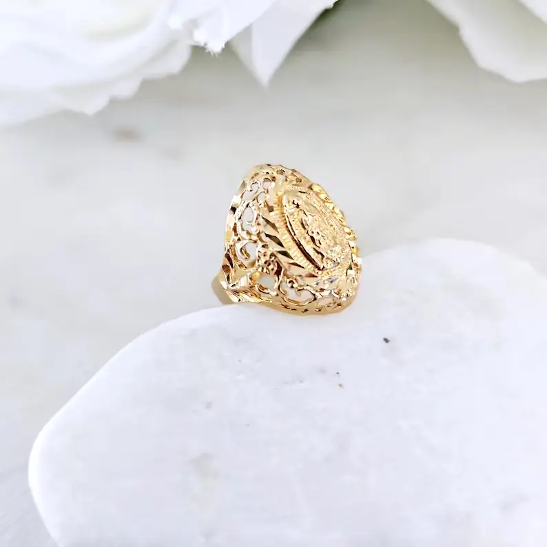 Gold Guadalupe Diamond Cut Ring for Women - Fashion Accessory
