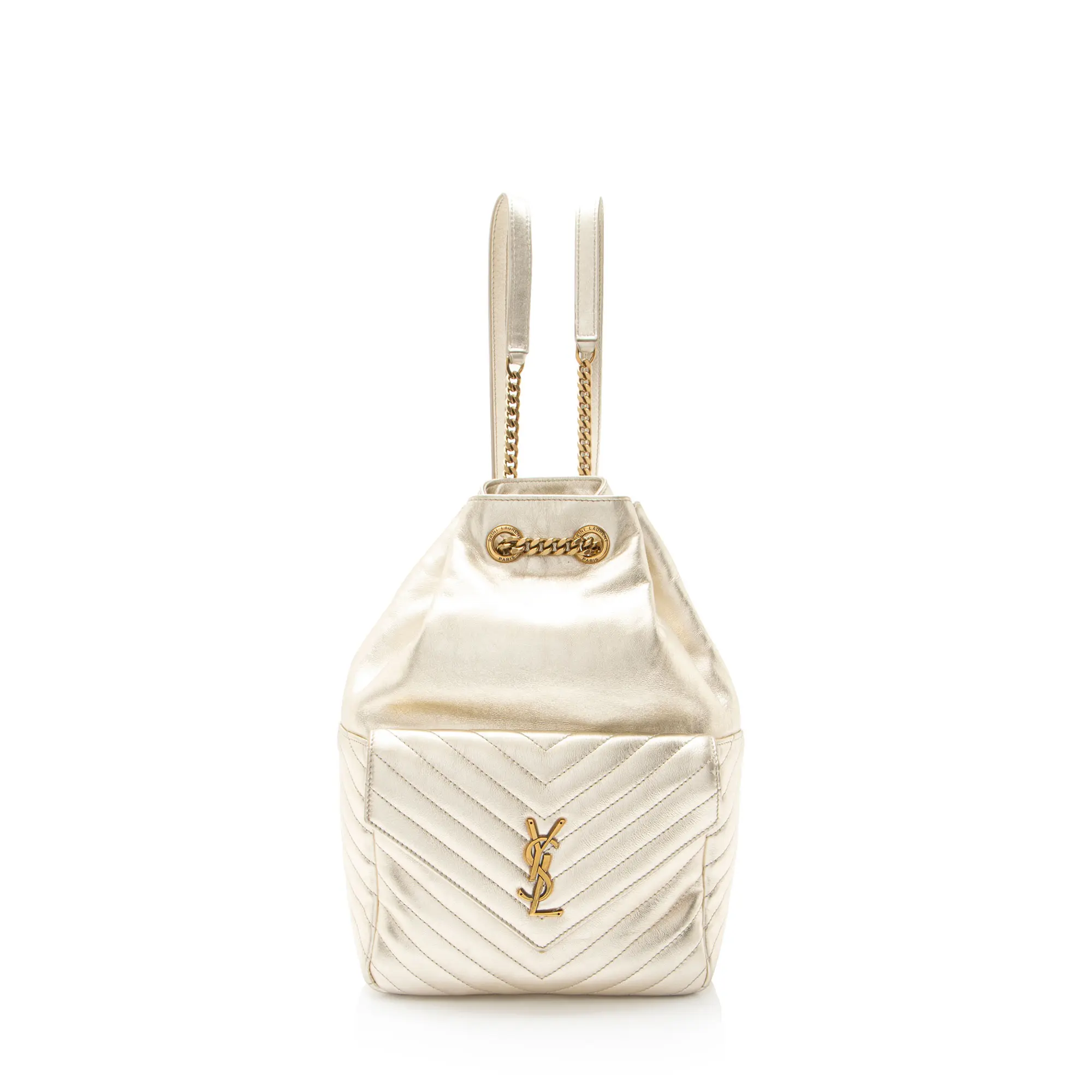 Pre-owned Yves Saint Laurent Lambskin Backpacks Saint Laurent Metallic Matelasse Monogram Joe Backpack
