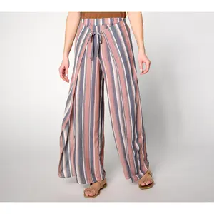 Susan Graver Soleil Regular Novelty Woven Tie Waist Pant