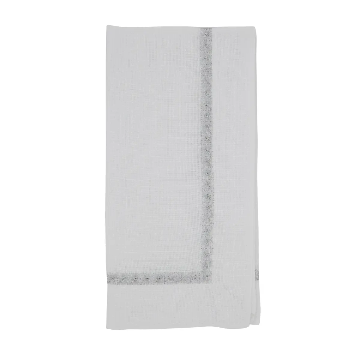 Saro Lifestyle 5603.S10S 10 in. Embroidered Border Cocktail Napkin, Silver - Set of 4