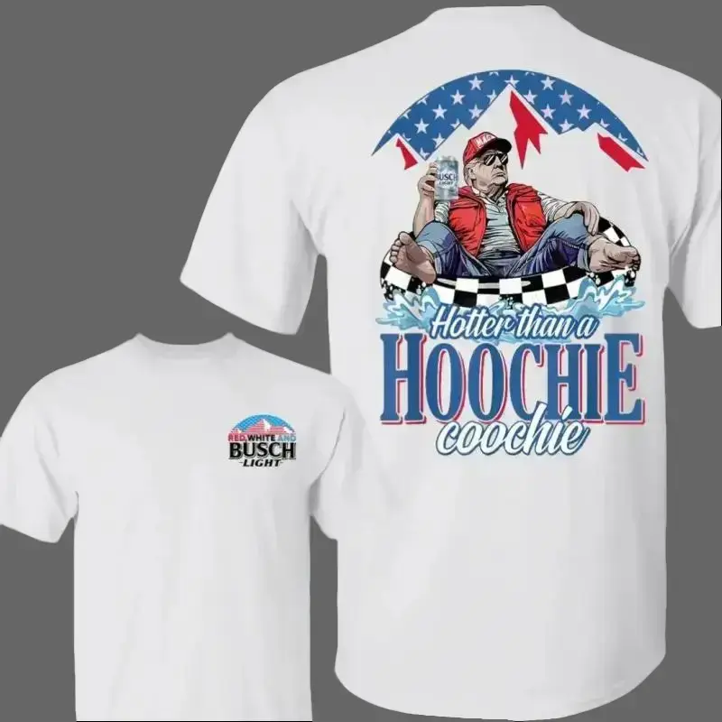 Men's Short-Sleeve Cotton T-Shirt, Hotter Than A Hoochie Trump Coochie Beer Top, 4th of July Gift for Trump Supporters-DK.X Menswear Tshirt Streetwear Wetsuit Tropical Shortsleeve Crewneck Casual