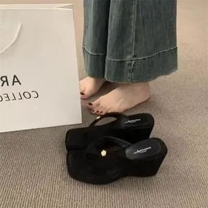 Small Person Increases Height, Platform Toe Flip-Flops, Women'S Shoes Wear Wedge Heels, Cool Slippers, French Sandals, Women Shoesaa