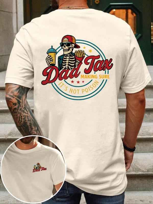 Men's Regular Fit Skeleton Print Round Neck Tee, Casual Short Sleeve Crew Neck T-shirt for Summer, Fashion Men's Top for Daily Wear, Tropical