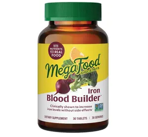 Blood Builder Iron Supplement for Women & Men - Increase Iron Levels Without Side Effects - Combats Fatigue - with Vitamin B12, Folic Acid & Vitamin C for Absorption - Vegan - 30 Tablets