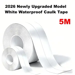2026 Newly Upgraded ModelWhite Waterproof Caulk Tape 5m Self-Adhesive Sealing Tape Waterproof &Dust-Proof Tape for Floor & Wall Gaps, Stove Top Edges, Windowsills & Outdoor Furniture, Easy Application & Durability
