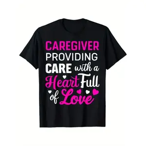Caregiver Era Graphic Tee with Short Sleeves and Soft Cotton Fabric for Nursing and Street Style