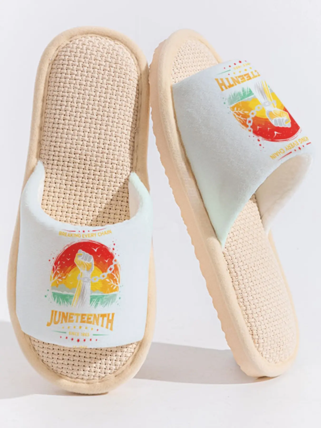 Juneteenth "Break Every Chain" Commemorative Slippers Cloud-Feeling Retro Empowerment Vibe Must-Have For Juneteenth Celebrants & Black Culture Lovers