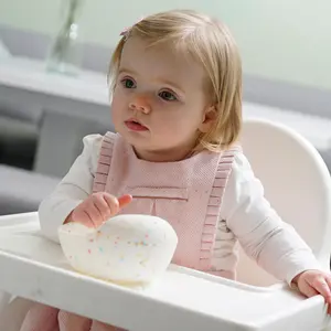 Baby feeding essentials,  Baby Utensils for Self-Feeding, 100% Food Grade Silicone suction bowl for Baby Led Weaning, Dishwasher & oven safe, and microwave safe (Sprinkle)