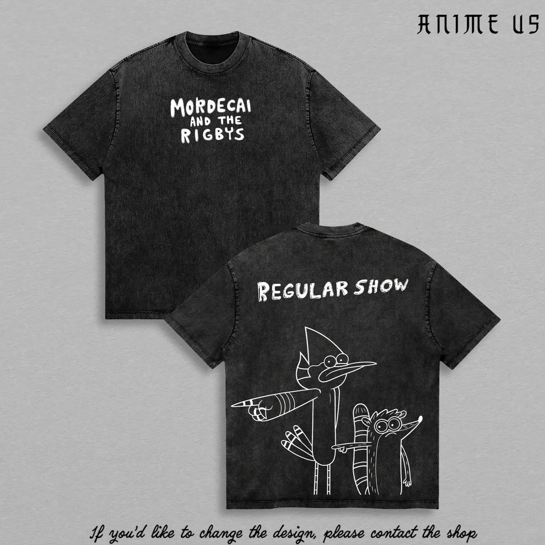 Regular Show Mordecai & Rigby Vintage Washed Shirt | Retro Cartoon Duo Graphic Tee | Oversized Acid Wash Unisex Streetwear | Y2K Heavy Cotton T-Shirt Fan Gift