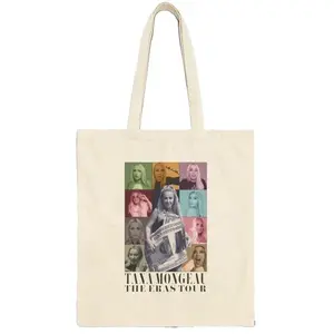 Tana Mongeau The Eras Tour Tote Bag - 100% Cotton Canvas, Natural/Black Colors