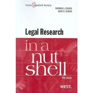 USED-Legal Research in a Nutshell (West Nutshell Series) by Morris L. Cohen (Paperback)