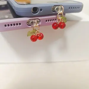 Cherry Phone Dust Plug, iPhone Type-C Charging Port Decor, Compatible with All Smartphone Brands, Ideal Party Gift, Cell Phone Charm, Phone Accessories