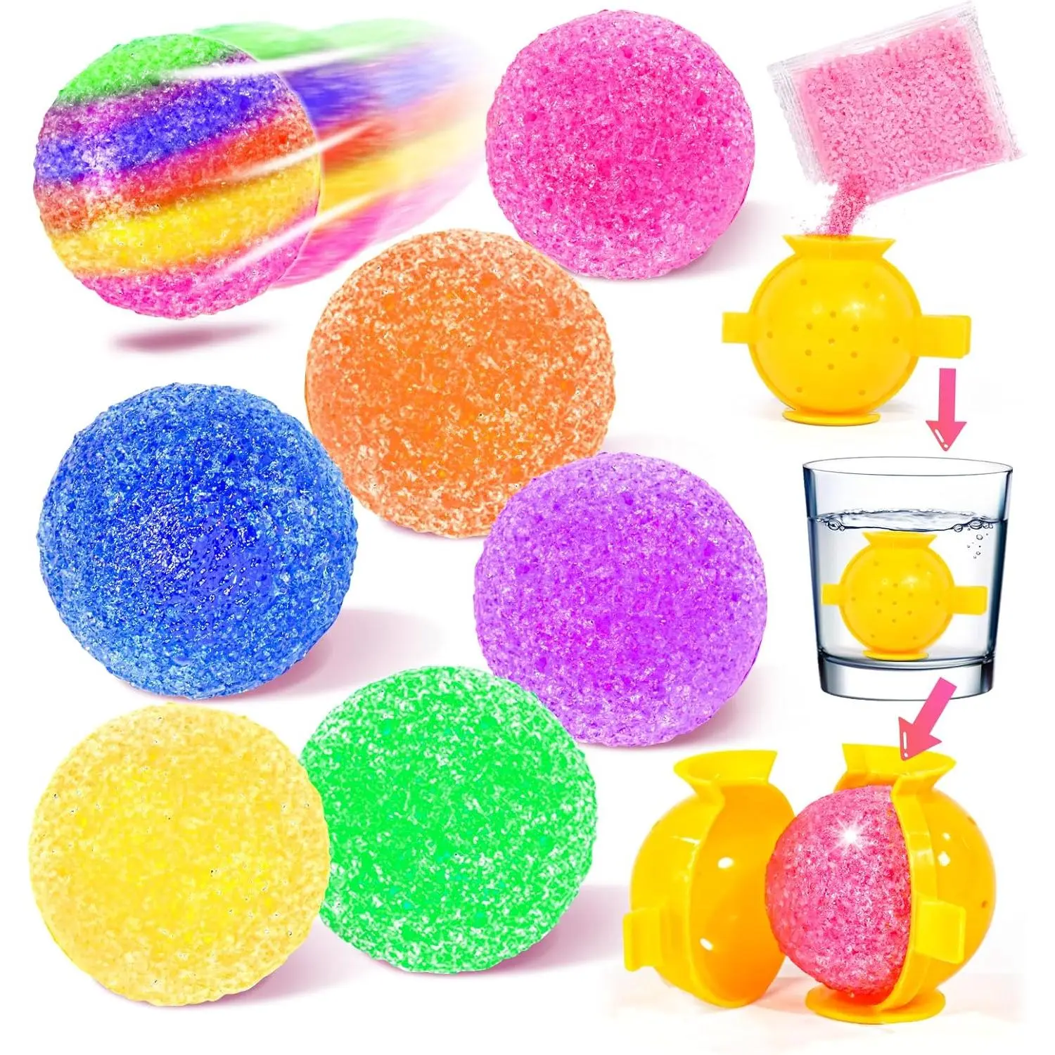 24-Pack Unisex Solid Bouncy Texture Ball Gift Kit with Cards, Kids’ STEM Science Experiment Craft, School Classroom Party Favors & Gift Exchange Supplies