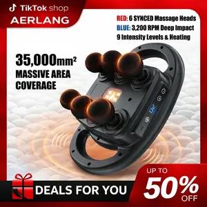 AERLANG Massage Gun Deep Tissue Muscle Massager,Back Massager for Pain Relief,Percussion 6 Heads Massage Tool Handheld Messager with 9 Levels & 4 Modes Christmas Gifts for him her Dad and Mom Lightweight