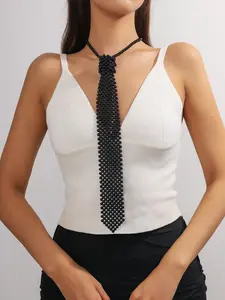 Women's Punk Style Necktie Design Pendant Necklace, Fashion Beaded Jewelry, Exquisite Chain Jewelry for Party, Daily Clothing Decor, Trendy All-match & Exquisite Jewelry for Birthday Gift