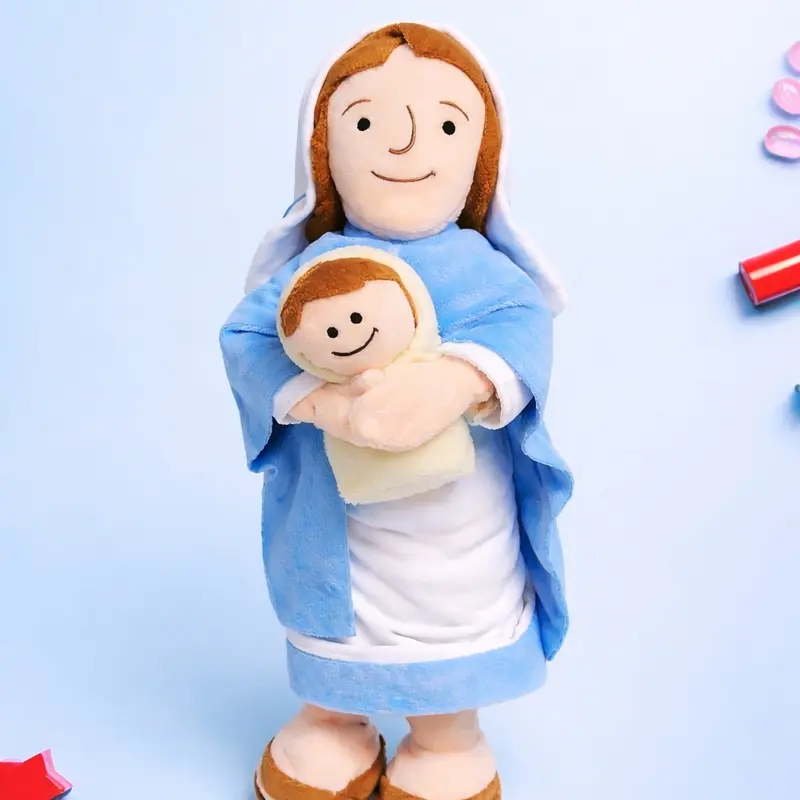 Virgin mary plush pillow, Christian Baptism gift, Thanksgiving Christmas gift, lovely plush gift, Soft and cuddly toy for kids and adults, bedroom decor, home decor, plush doll toy for christmas party holiday home garden decor, cuddly plush comfort toys