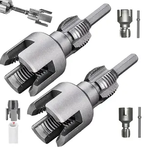 4 in 1 Water Pipe Wrench, Universal Pipe Opener for PVC Pipes, Integrated Internal & External Pipe Threading Tool for 1/2", 3/4" Water Pipes, Drill Driven Plumbing Repair Set