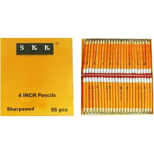 Half Pencils with Eraser Tops, Golf Pencils, 4 inch, Classroom, Pew - #2 HB, Hexagon, Pre-sharpened,  to school, 96/Box.