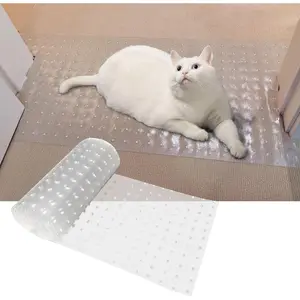 Carpet Protector for cat Dog Anti Scratch Under Door Cat Scratch Protector Mat from Scratching Easy to Cut Non Slip Plastic Carpet Scratch Stopper Cat Scratch Guard Carpet 3.6FT(Clear, 1pcs)