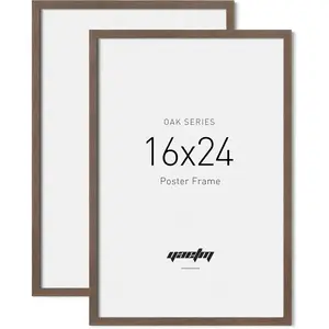 16x24 Frame - Brown Walnut, Wood 16x24 Poster Frame for Picture & Art Print, Lightweight, Horizontal and Vertical Wall for Photo Gallery (2 Pack, Walnut)