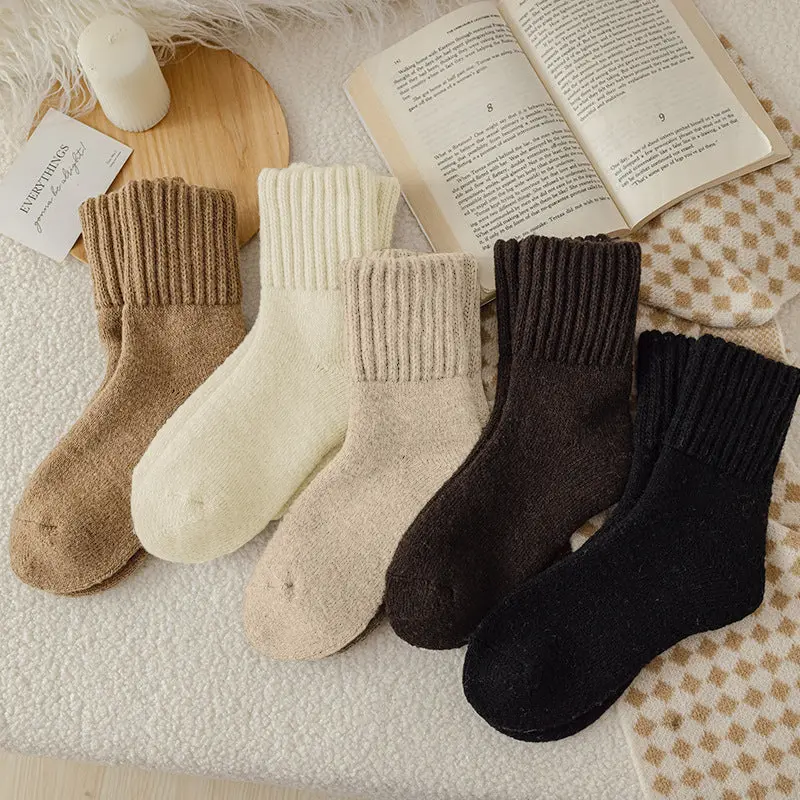 Jointlycreating Women's Merino Wool Boot Socks - 5 Pairs Warm Thermal Winter Thick Hiking Cozy Cabin Crew Comfy Socks for Ladies