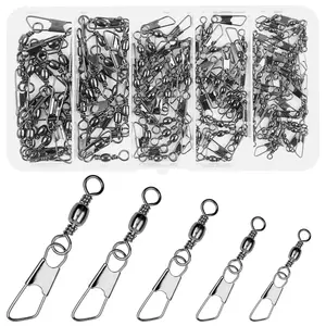 Fishing Snap Swivels Kit  150pcSwivel With Safety Snaps Assortment High Strength Quick Change Leader Line Lure Connector Accessories