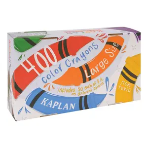 Kaplan Early Learning Large Crayons Class Pack - 400 Per Box, 50 Each of 8 Bold, No-Smear Colors for Arts and Crafts