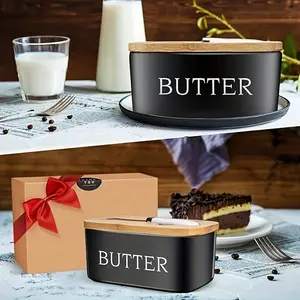 Luxury Large Butter Container with Lid, Ceramic Countertop Butter Storage Box, High-Quality Sealed Easy Clean Design, Perfect Kitchen Gift