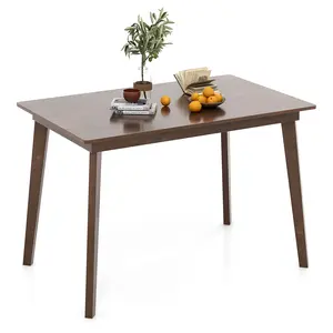 COSTWAY - 48 Inch Wooden Dining Table with Rubber Wood Legs for 4 People-Brown
