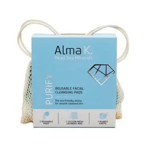 Alma K Reusable Facial Cleansing Pads - Washable Round Cotton Pads for Face - Includes 1 Wash Bag - Facial Skin Care Products - Bamboo Pads - 8 pcs