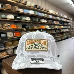 Barnes Woven Patch Trucker Hat - Blizzard Duck Camo