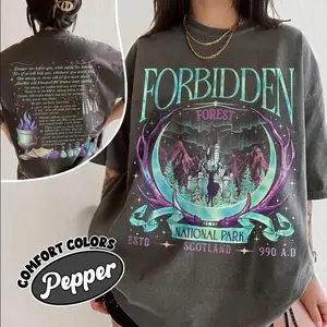 Forbidden Forest Two-Sided Shirt Comfort Colors/Gildan, Wizarding School Book Tshirt, National Park Wizard Tee, Vintage Forest Graphic
